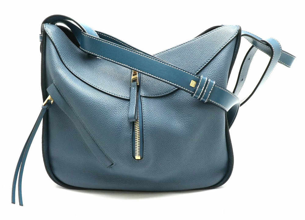 Loewe Hammock 2way Shoulder Bag Hobo Leather Blue